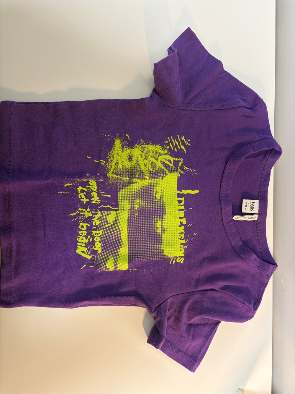 Kids Purple Graphic Tee with Neon Yellow Print
